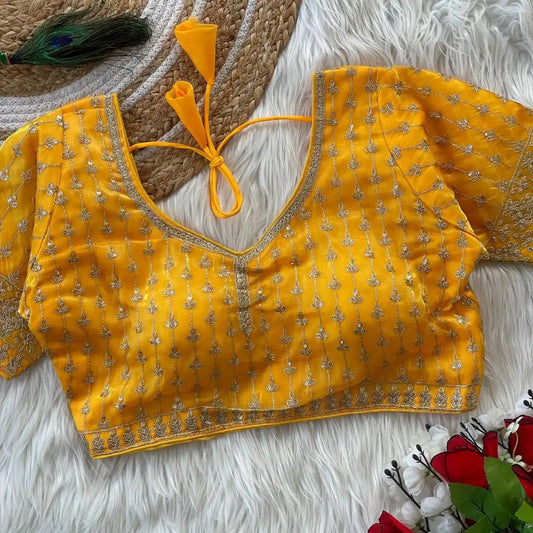 Ruhi Vol 47 Silky Jumychoo  Yellow Color Readymade Blouse Collection