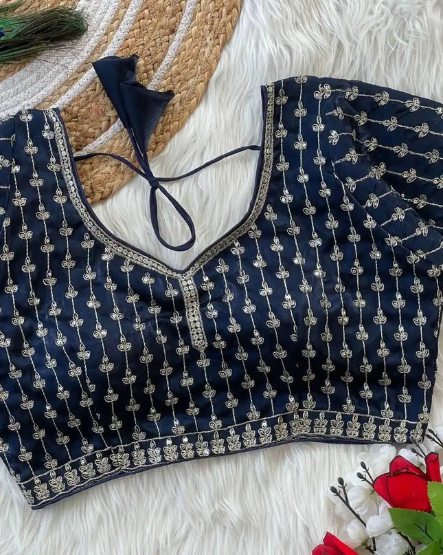 Ruhi Vol 47 Silky Jumychoo Navy Color Readymade Blouse Collection