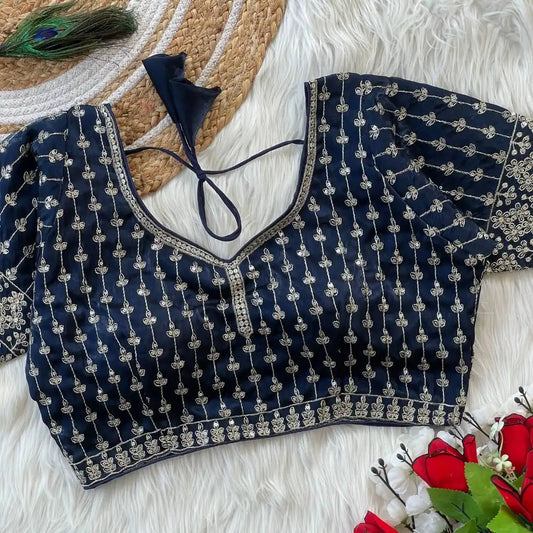 Ruhi Vol 47 Silky Jumychoo Navy Color Readymade Blouse Collection