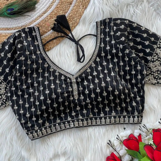 Ruhi Vol 47 Silky Jumychoo  Black Color Readymade Blouse Collection