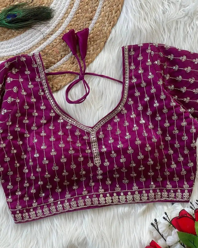 Ruhi Vol 47 Silky Jumychoo Redviolet Color Readymade Blouse Collection