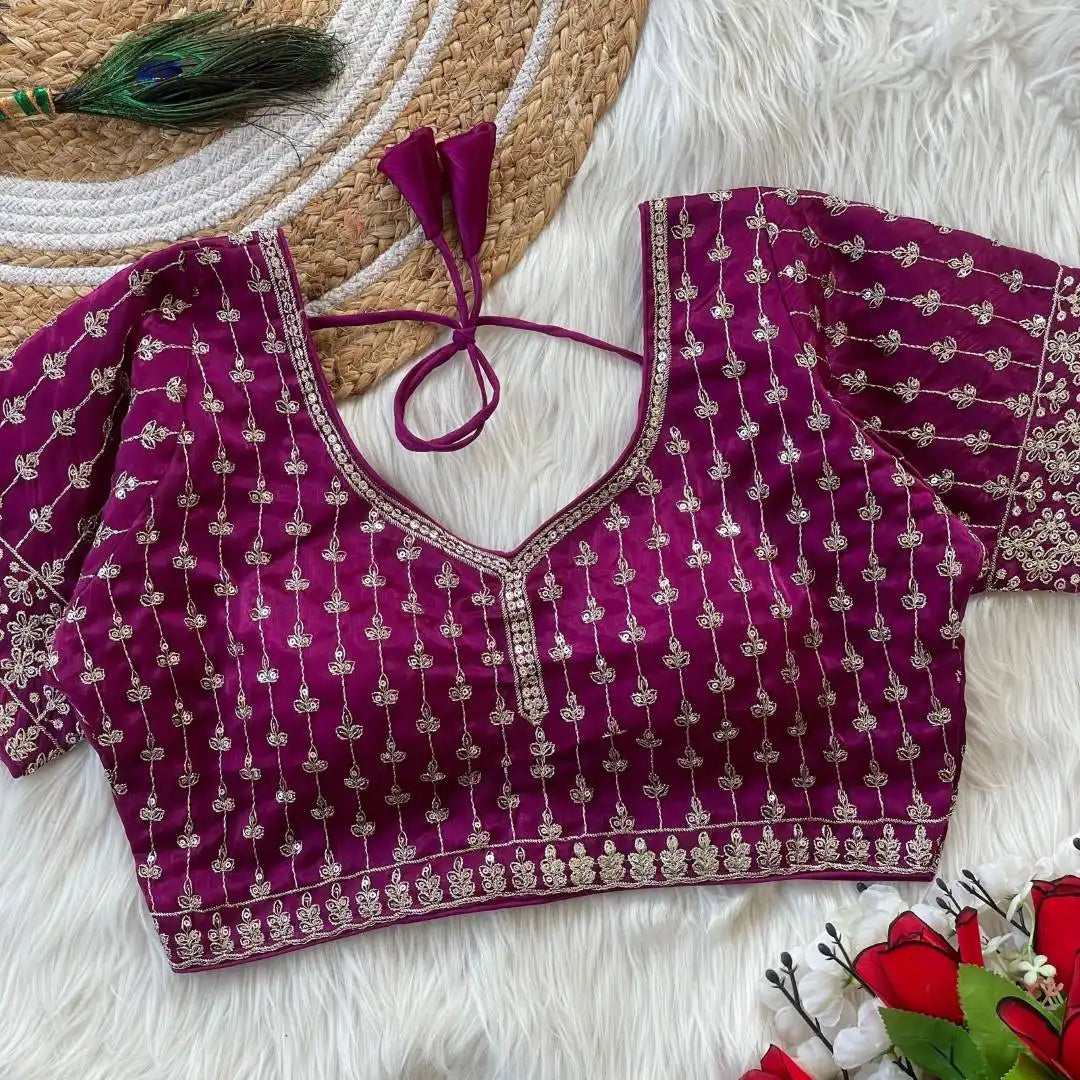 Ruhi Vol 47 Silky Jumychoo Redviolet  Color Readymade Blouse Collection