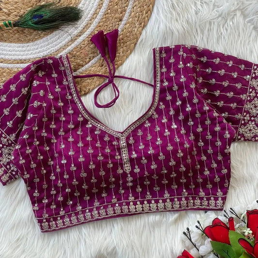 Ruhi Vol 47 Silky Jumychoo Redviolet  Color Readymade Blouse Collection