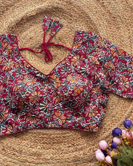 Ruhi Vol 48 Kalamkari Print  Maroon Color Readymade Blouse