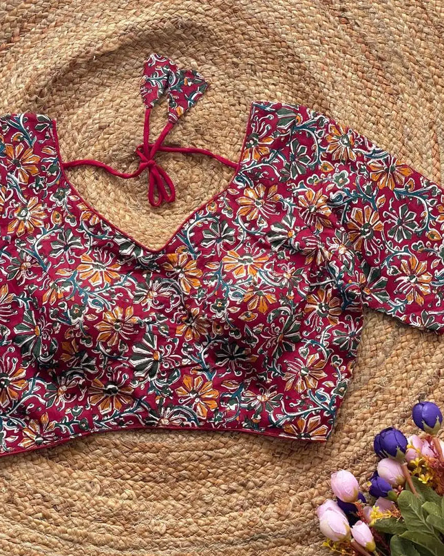 Ruhi Vol 48 Kalamkari Print  Maroon Color Readymade Blouse