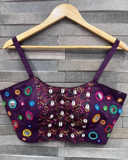 Ruhi Vol 49 Spaghetti Purple Color Western Blouse Strip less Collection