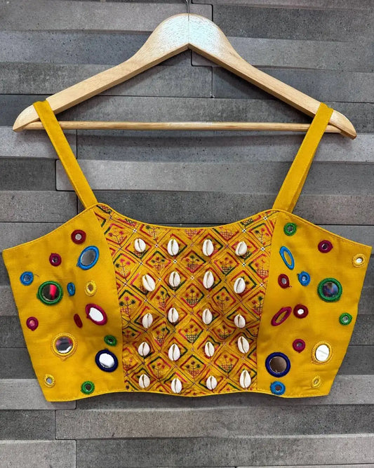 Ruhi Vol 49 Yellow Color Western Blouse Strip less Collection