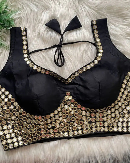 Ruhi Vol 53 Satin Darpan Sequence Wedding Black Blouse