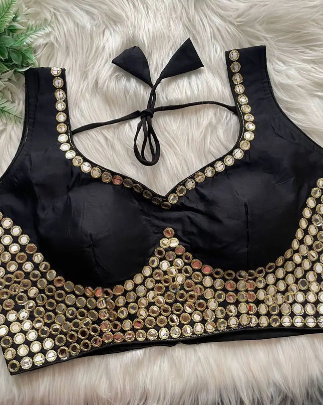 Ruhi Vol 53 Satin Darpan Sequence Wedding Black Blouse