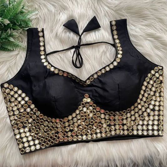 Ruhi Vol 53 Satin Darpan Sequence Wedding Black Blouse
