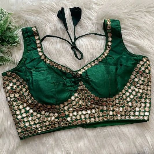 Ruhi Vol 53 Satin Darpan Sequence Wedding Green Blouse