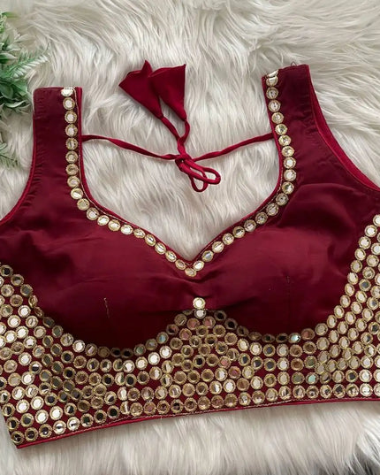 Ruhi Vol 53 Satin Darpan Sequence Wedding Maroon Blouse