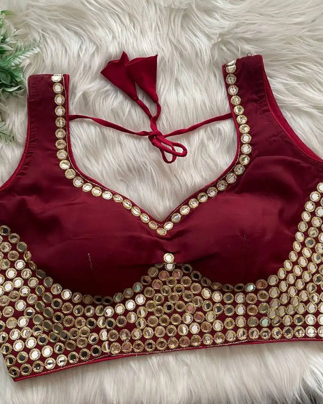 Ruhi Vol 53 Satin Darpan Sequence Wedding Maroon Blouse
