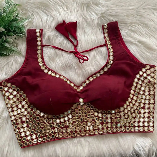 Ruhi Vol 53 Satin Darpan Sequence Wedding Maroon Blouse