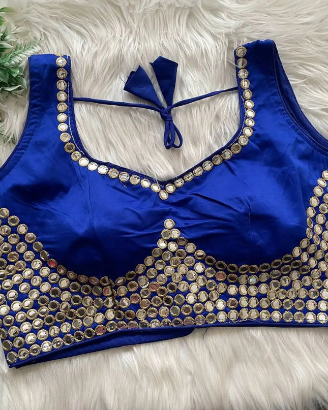 Ruhi Vol 53 Satin Darpan Sequence Wedding Blue Blouse