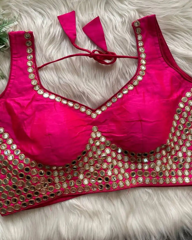 Ruhi Vol 53 Satin Darpan Sequence Wedding Pink Blouse