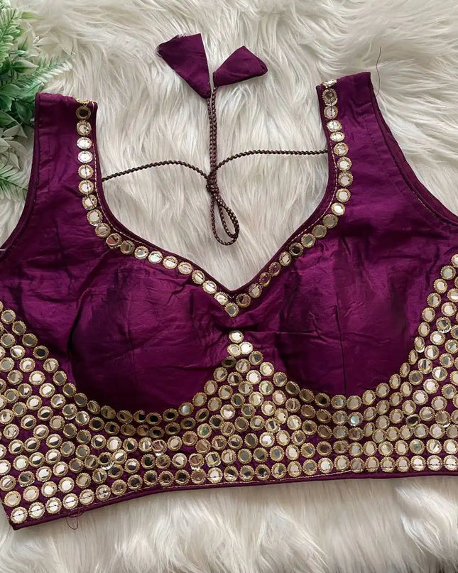 Ruhi Vol 53 Satin Darpan Sequence Wedding Purple Blouse