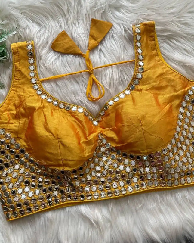 Ruhi Vol 53 Satin Darpan Sequence Wedding Yellow Blouse