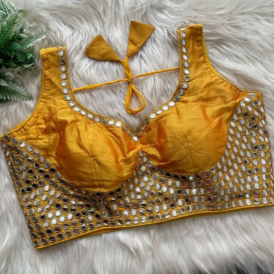 Ruhi Vol 53 Satin Darpan Sequence Wedding Yellow Blouse
