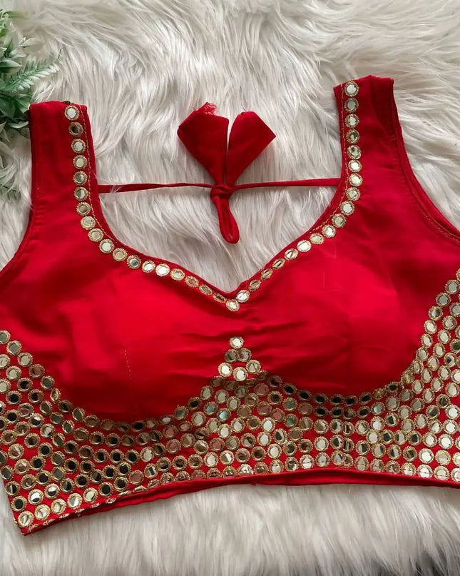 Ruhi Vol 53 Satin Darpan Sequence Wedding Red Blouse