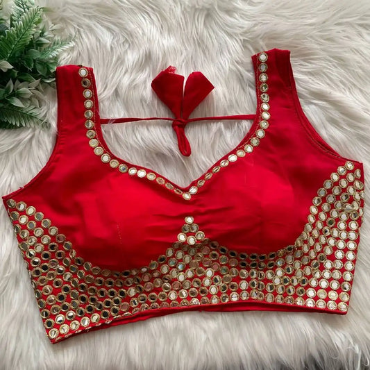 Ruhi Vol 53 Satin Darpan Sequence Wedding Red Blouse