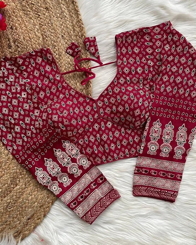 Ruhi Vol 54 Ajrakh Cotton long Sleeve Blouse