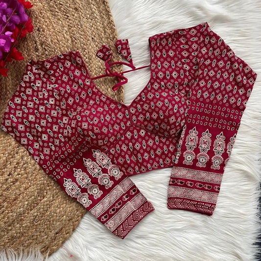 Ruhi Vol 54 Ajrakh Cotton long Sleeve Blouse