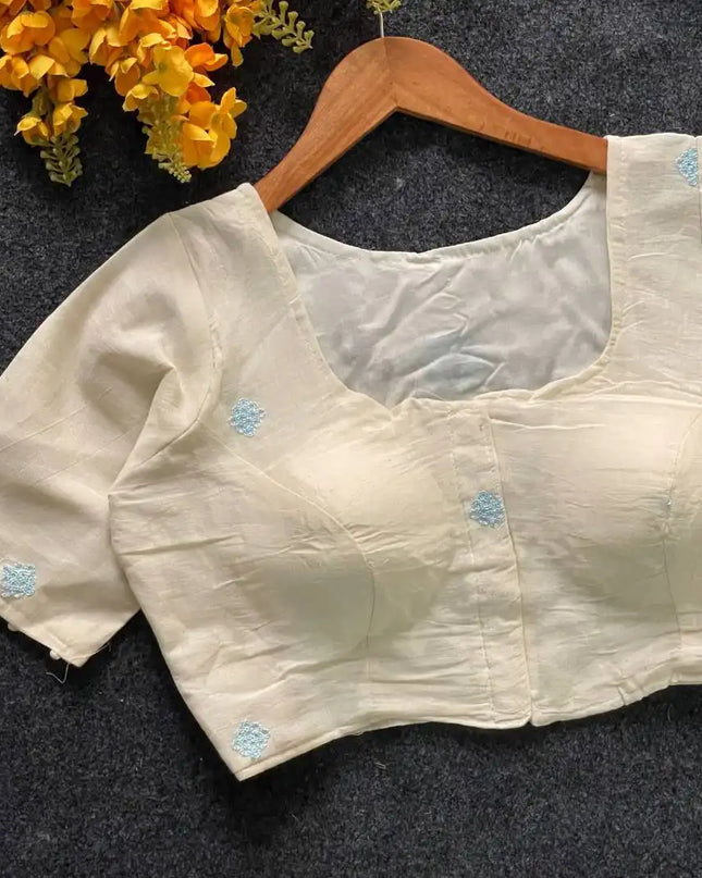 Ruhi Vol 56 Pure Khadi Cotton Blouse Heavy Work Design