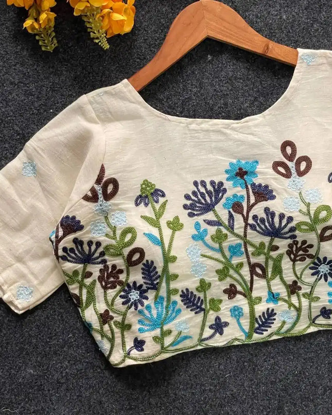 Ruhi Vol 56 Pure Khadi Cotton Blouse Heavy Flower Work 2025