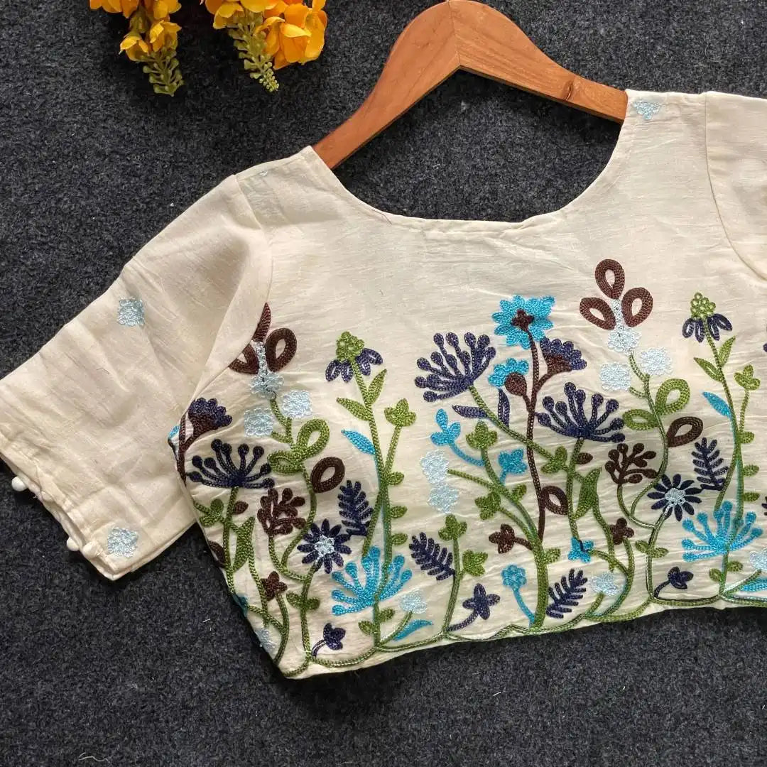 Ruhi Vol 56 Pure Khadi Cotton Blouse Heavy Flower Work 2025
