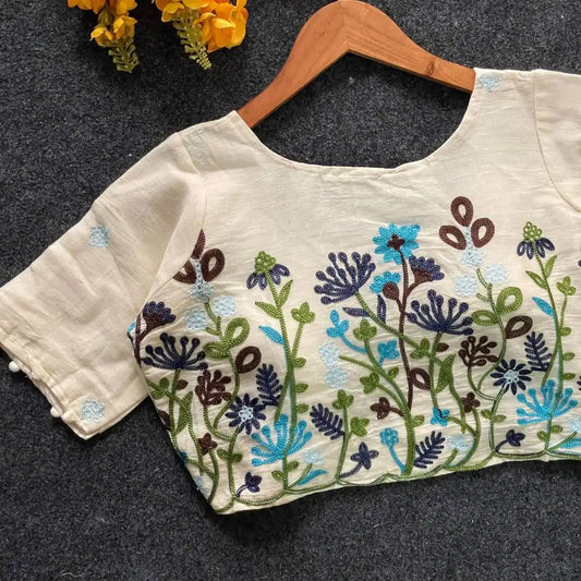 Ruhi Vol 56 Pure Khadi Cotton Blouse Heavy Flower Work 2025