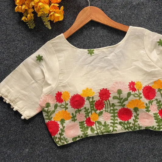 Ruhi Vol 56 Pure Khadi Cotton Blouse Heavy Work Fancy Sleeve