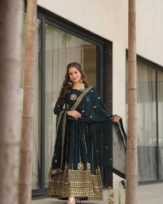 Mohini 9262 Bottle Green Faux Blooming Designer Gown With Dupatta 2025