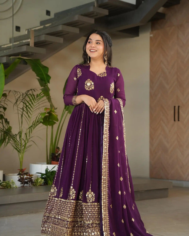 Mohini 9262 Wine Color Faux Blooming Designer Gown With Dupatta 2025