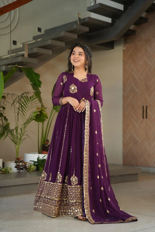 Mohini 9262 Wine Color Faux Blooming Designer Gown With Dupatta 2025