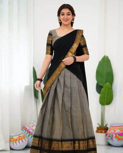 Vally Vol 88 Grey Color Cotton Silk South Style Half Lehenga Saree Collection
