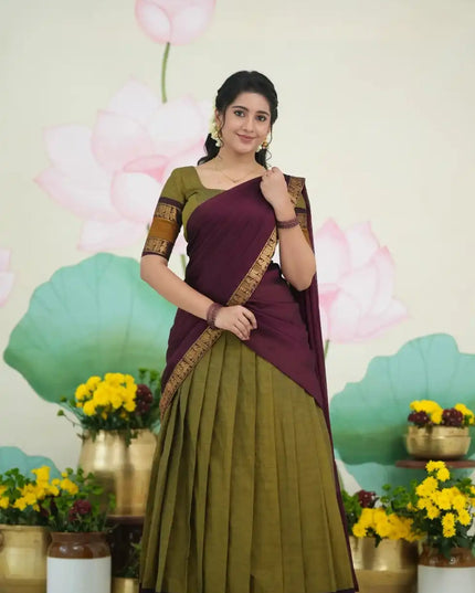 Vally Vol 84 Cotton Silk South Style Half Lehenga Saree 2025