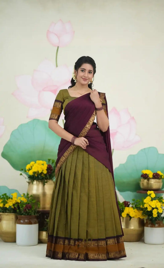 Vally Vol 84 Cotton Silk South Style Half Lehenga Saree 2025
