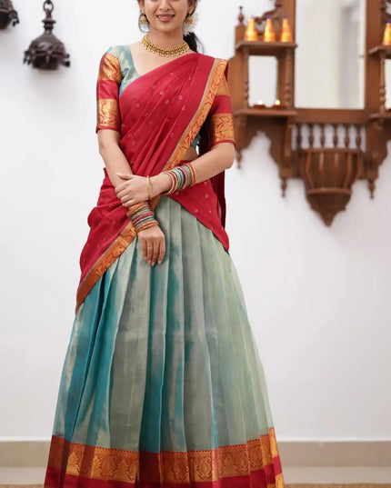 Vally Vol 79 Weaving Cotton Silk South Style Half Lehenga Saree
