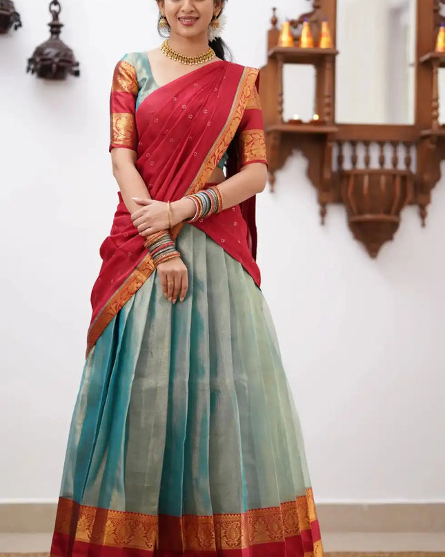 Vally Vol 79 Weaving Cotton Silk South Style Half Lehenga Saree