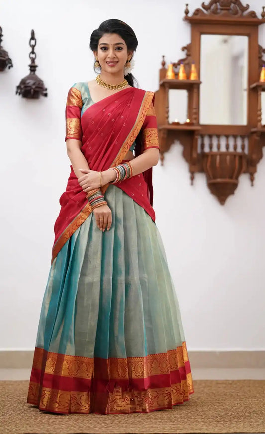 Vally Vol 79 Weaving Cotton Silk South Style Half Lehenga Saree