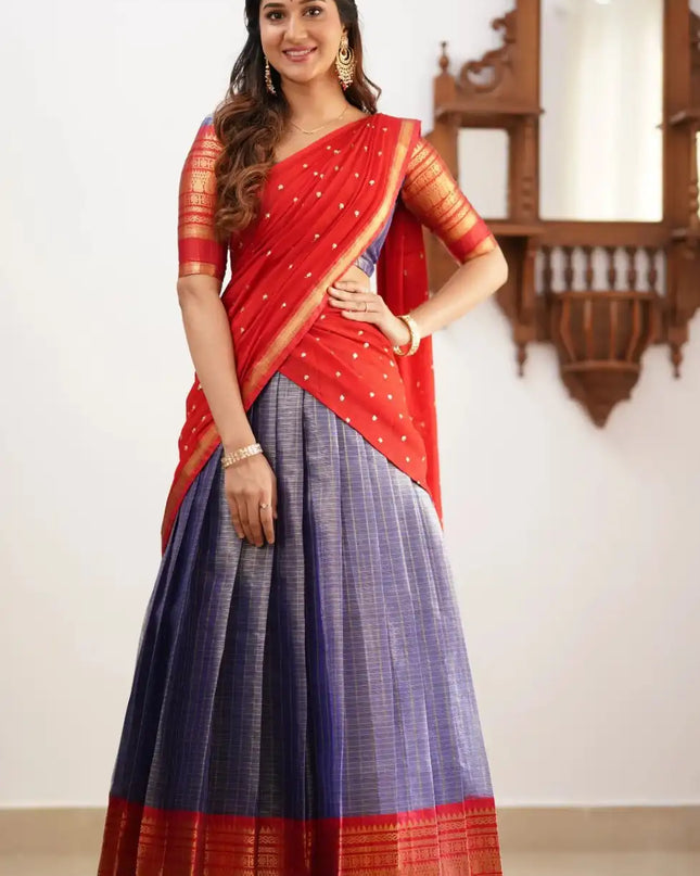 Vally Vol 77 Cotton Silk South Style Half Lehenga Saree