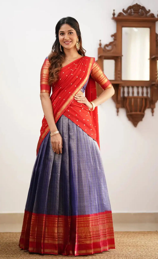Vally Vol 77 Cotton Silk South Style Half Lehenga Saree