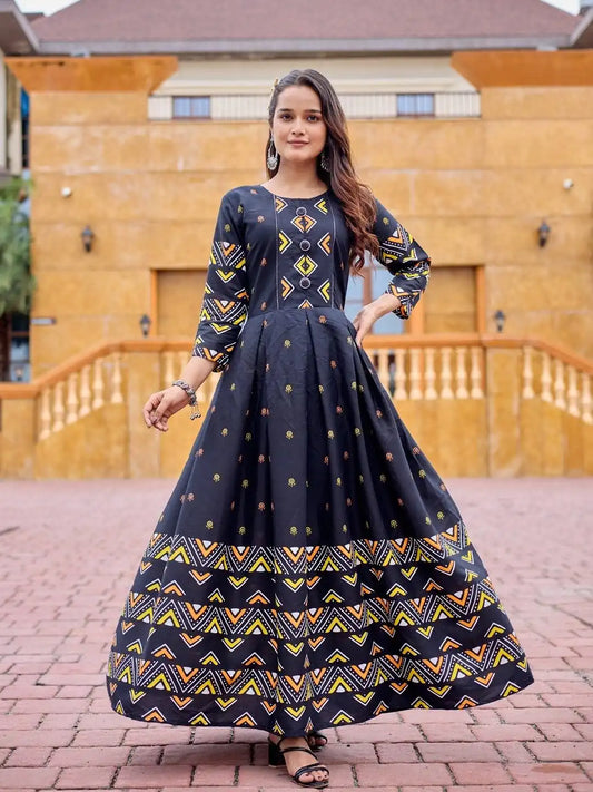 Aradhna 2032 Rayon Anarkali Long Flair Gown Ternding