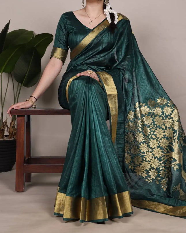 WMN 7903 Onam Raw Silk Saree  Jade