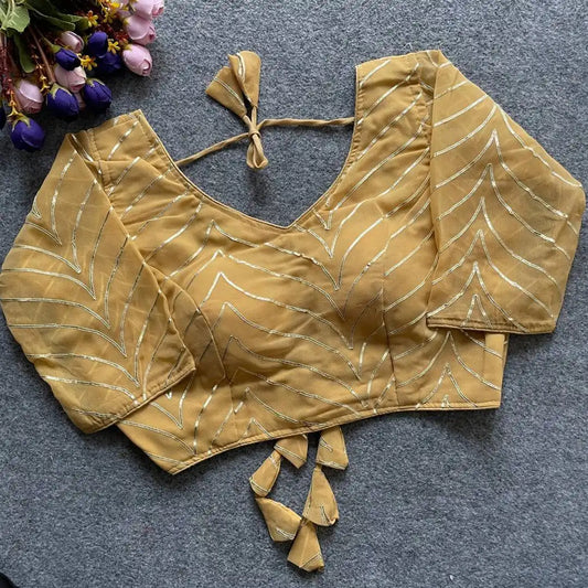 Ruhi Vol 58 Amber Color Georgette Blouse With Gota Patti Collection