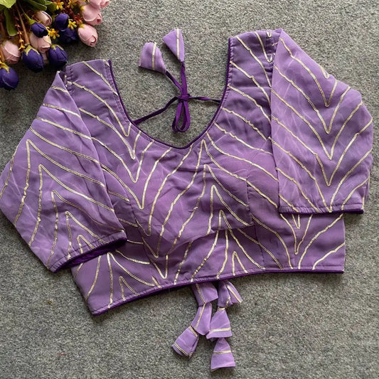 Ruhi Vol 58  Amethyst Color Georgette Blouse With Gota Patti Collection