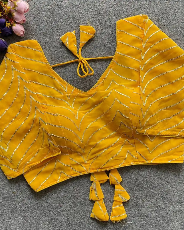 Ruhi Vol 58 Yellow Color Georgette Blouse With Gota Patti Collection