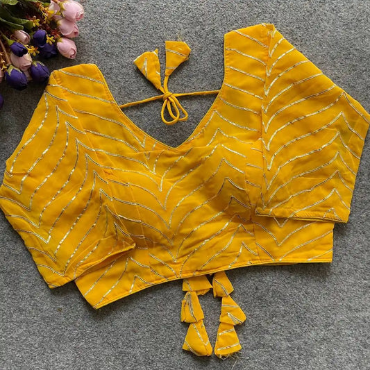 Ruhi Vol 58 Yellow Color Georgette Blouse With Gota Patti Collection