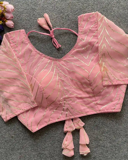 Ruhi Vol 58 Pink Color Georgette Blouse With Gota Patti Collection